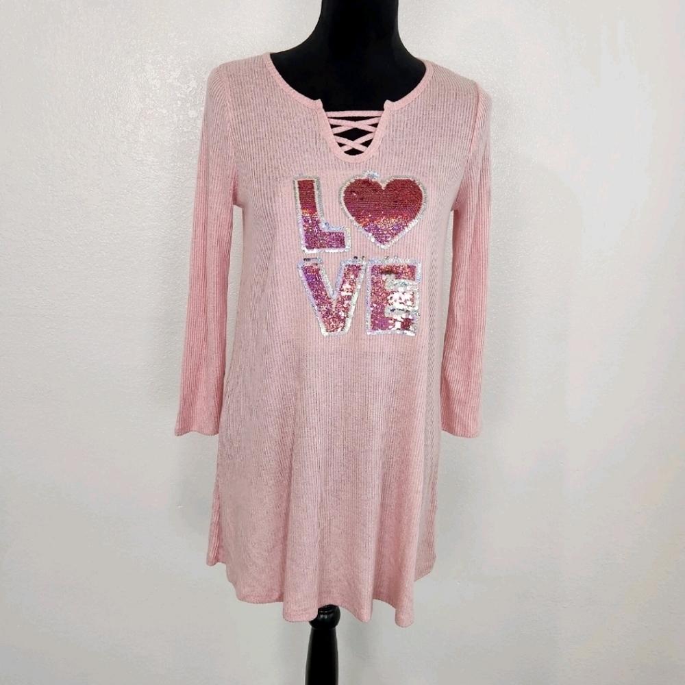 btween Pink Sequin Love Top